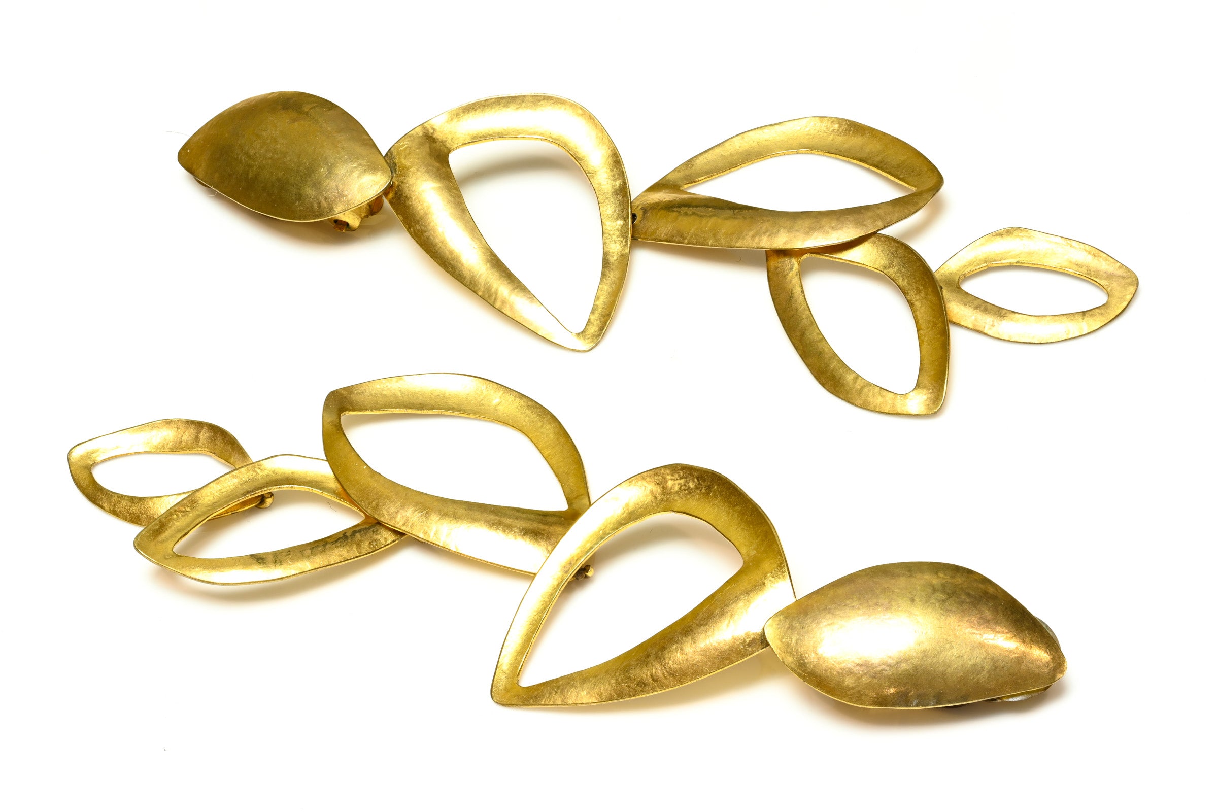 Vintage Herve van der Straeten Gold Plated Long Link Earrings