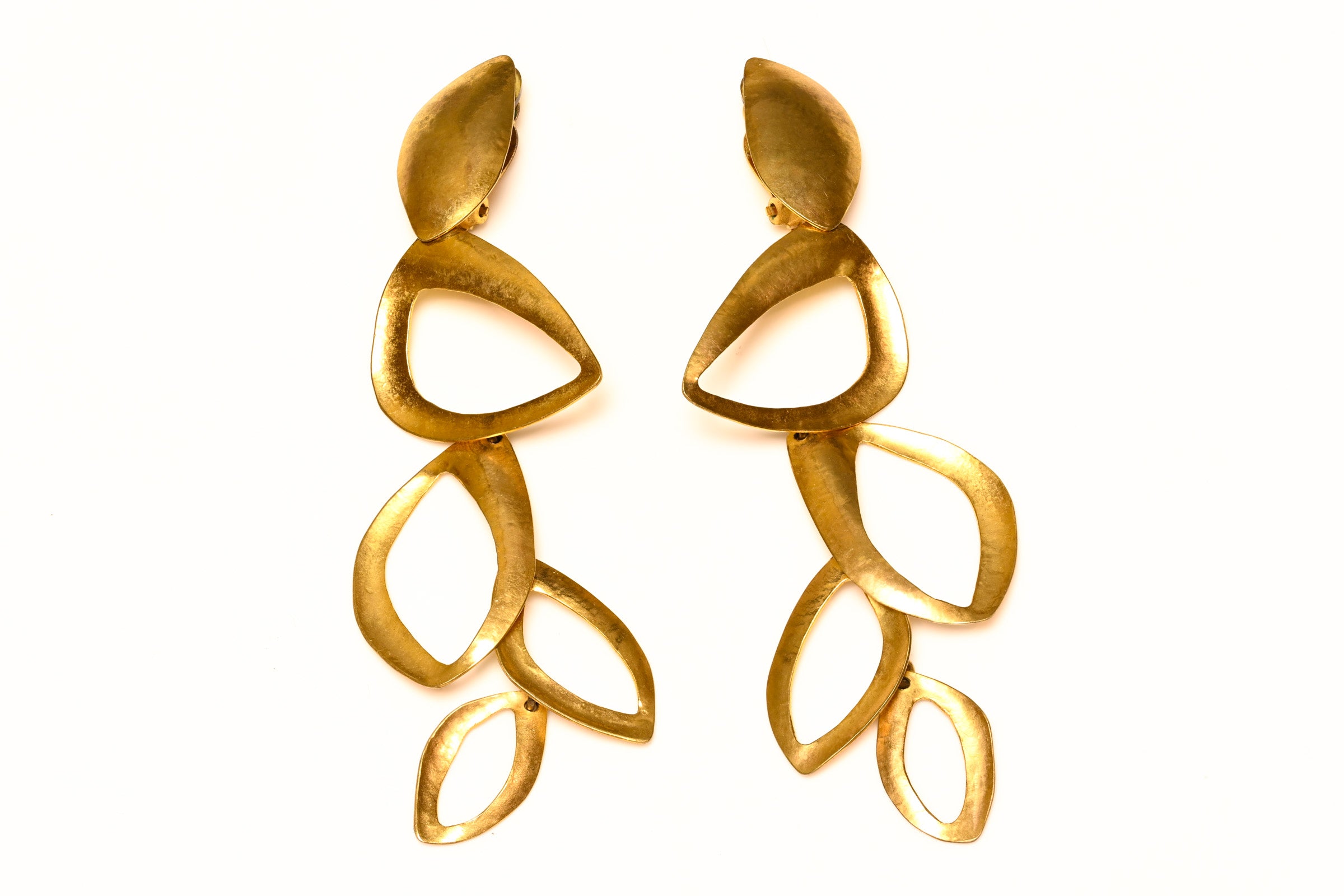 Vintage Herve van der Straeten Gold Plated Long Link Earrings 1