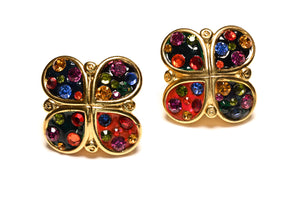 Vintage Jacky de G Paris Crystal Butterfly Earrings