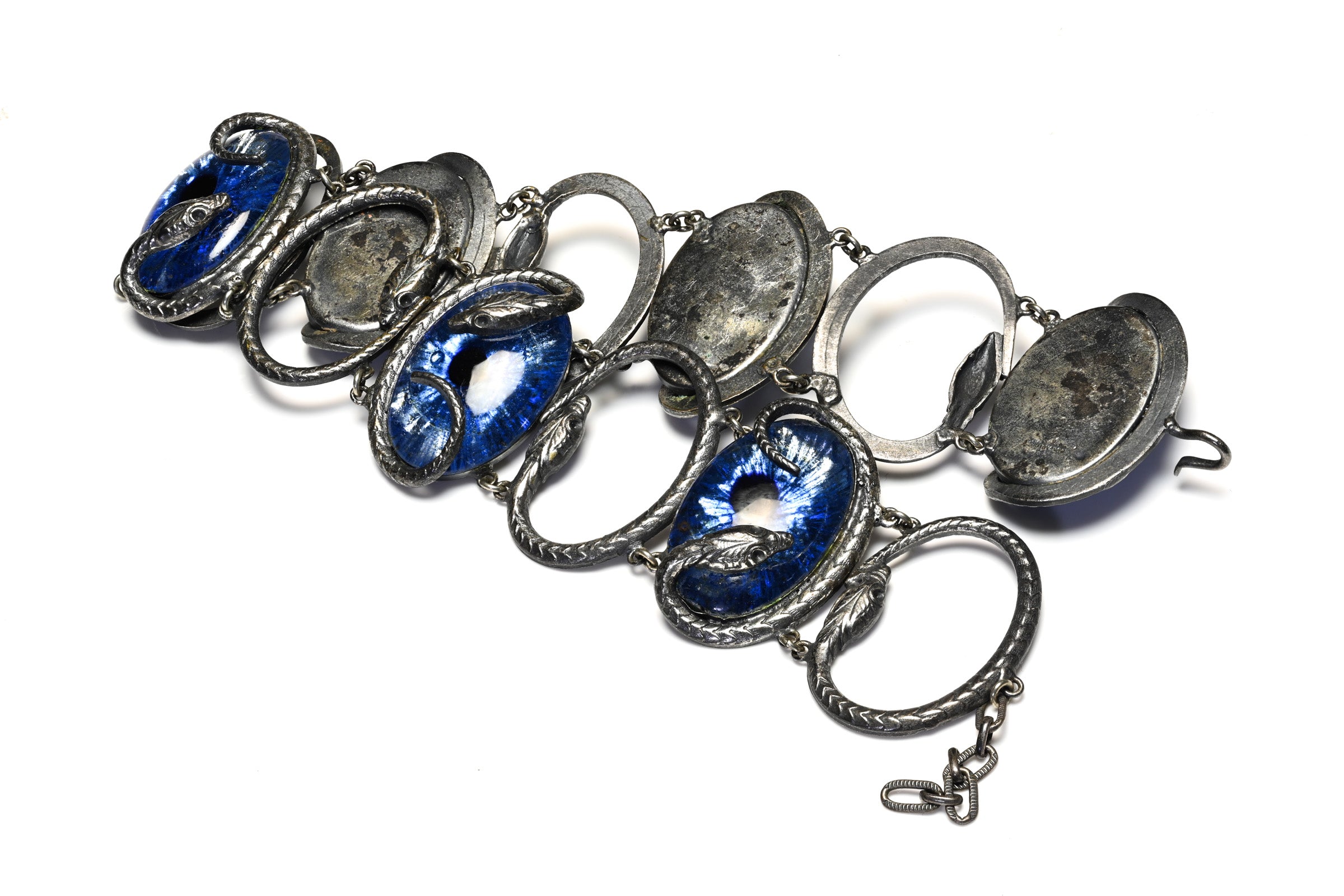 Vintage Jacques Gautier Paris Blue Glass Eye Snake Choker Necklace 1