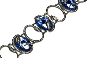 Vintage Jacques Gautier Paris Blue Glass Eye Snake Choker Necklace