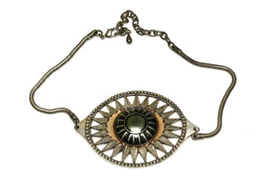 Vintage Jean Paul Gaultier Paris Green Enamel Eye Necklace
