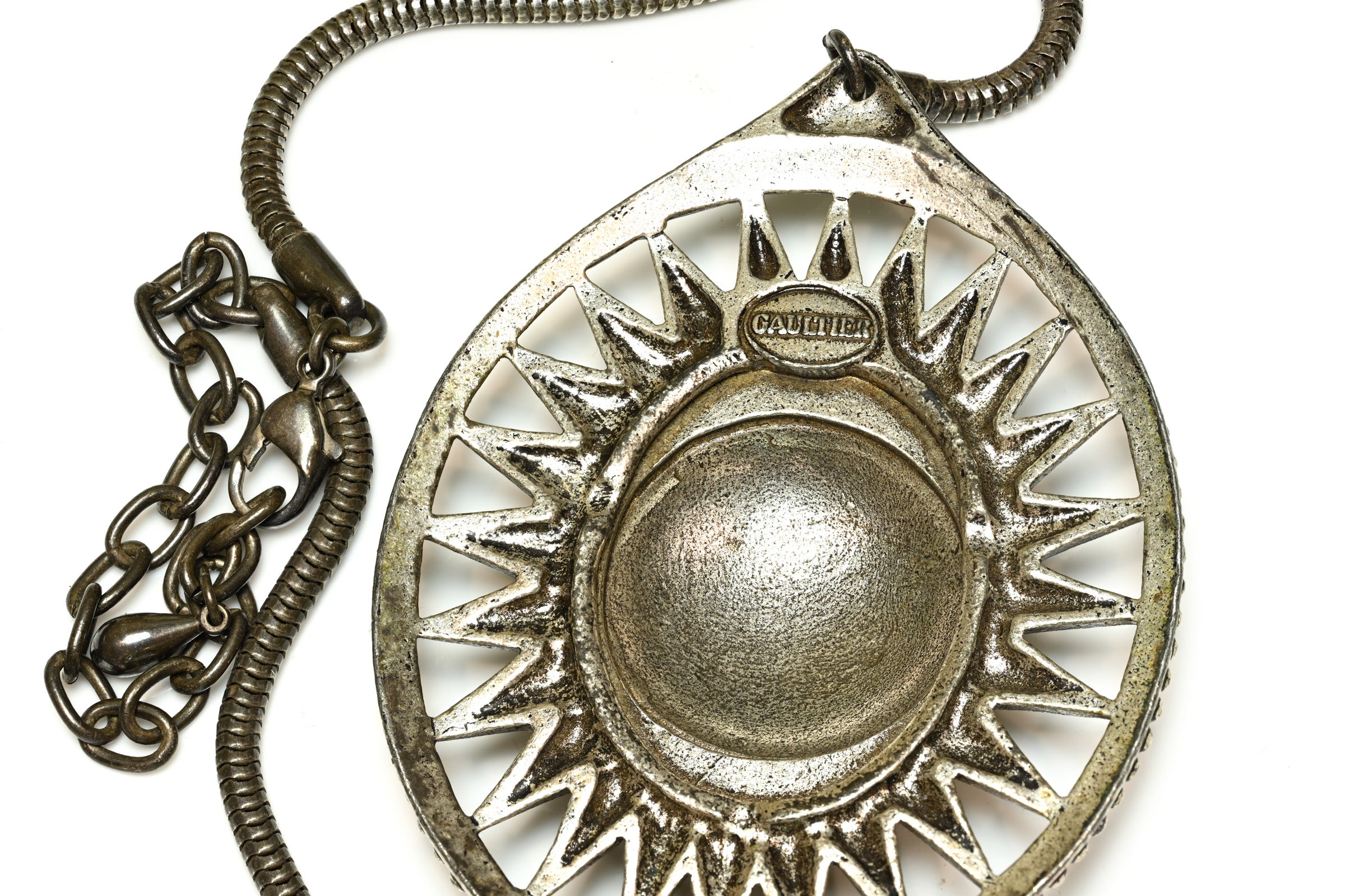 Vintage Jean Paul Gaultier Paris Green Enamel Eye Necklace 3