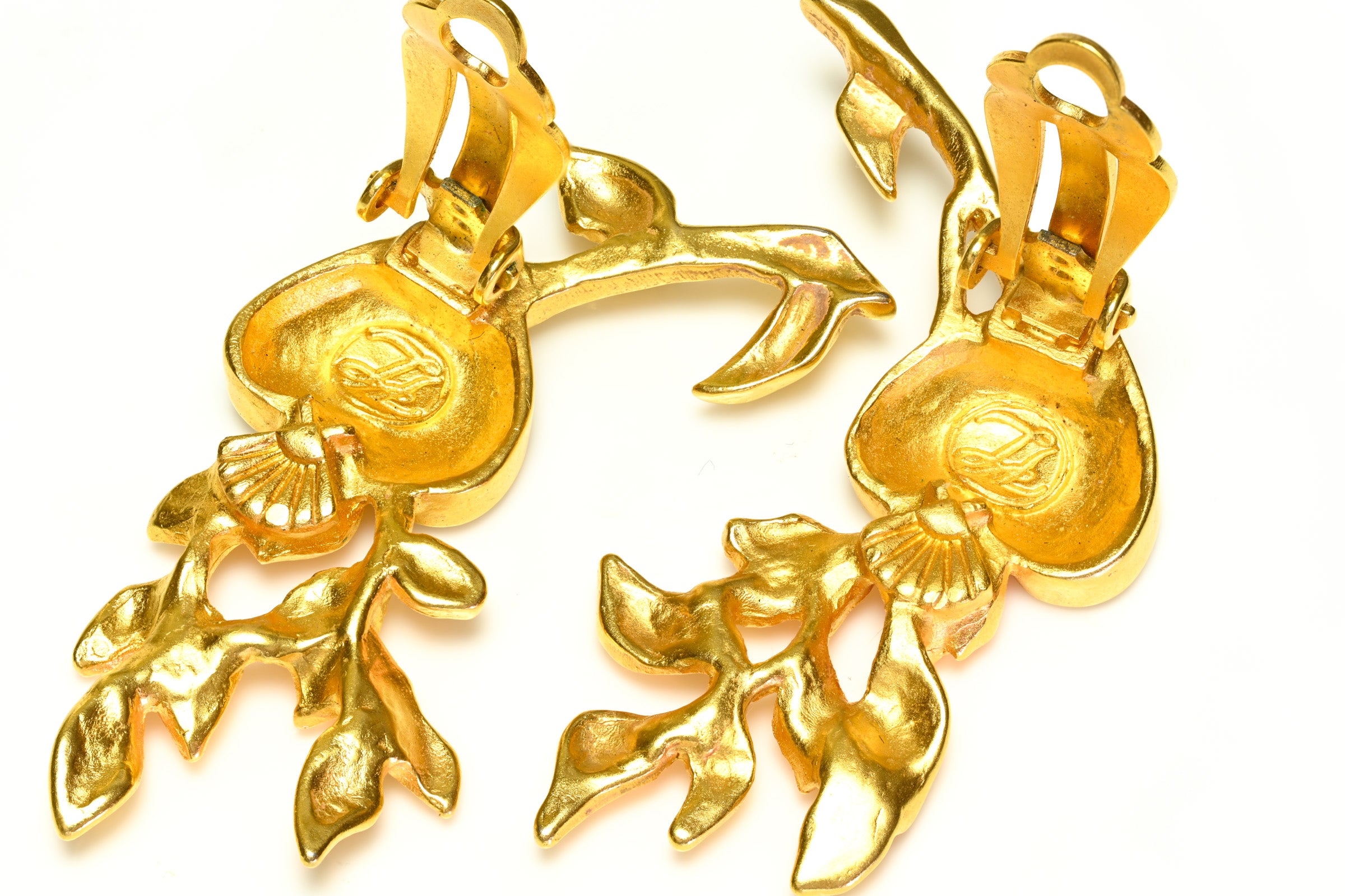 Vintage Karl Lagerfeld Paris Mix Metal Heart Ear Climber Earrings 2