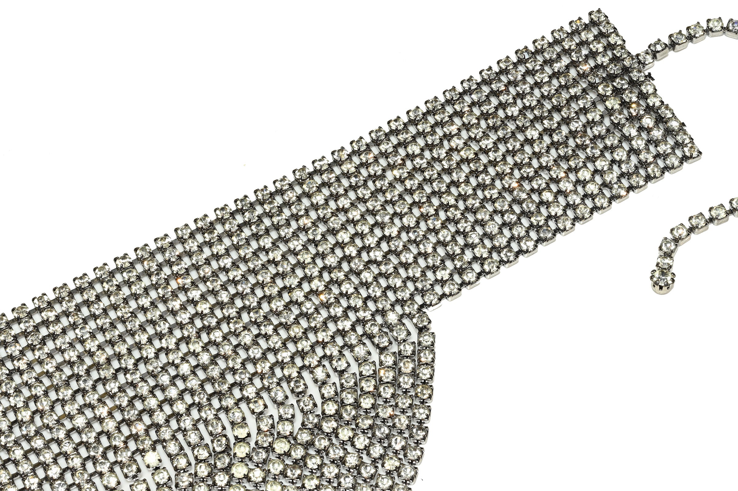 Vintage Marie Ferra Silver-Tone Crystal Fringe Choker Necklace 2