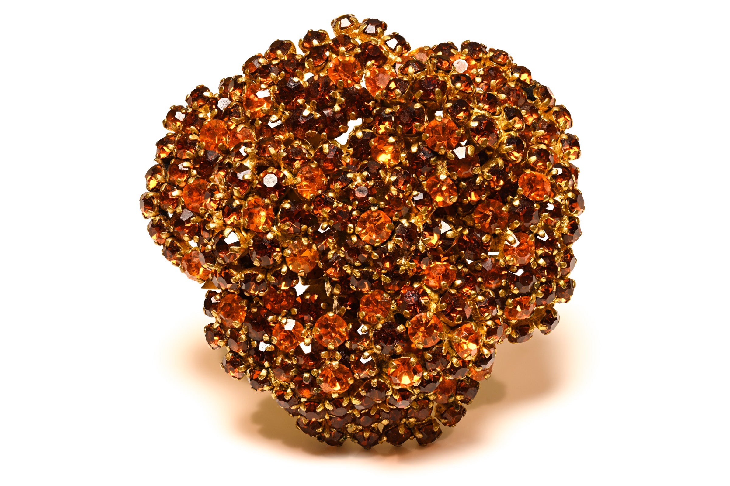 Vintage Marise Blanchard Paris Brown Crystal Flower Brooch 1