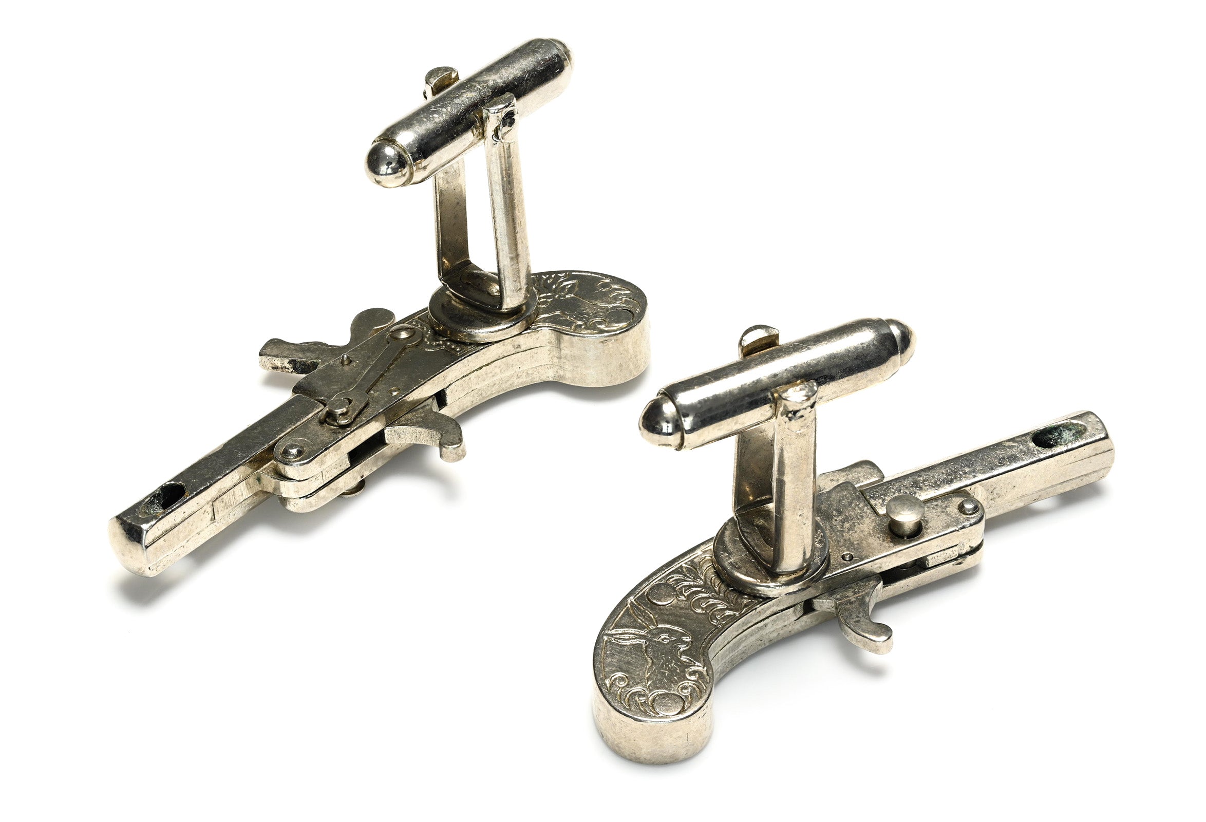 Vintage Mechanical Pistol Metal Cufflinks