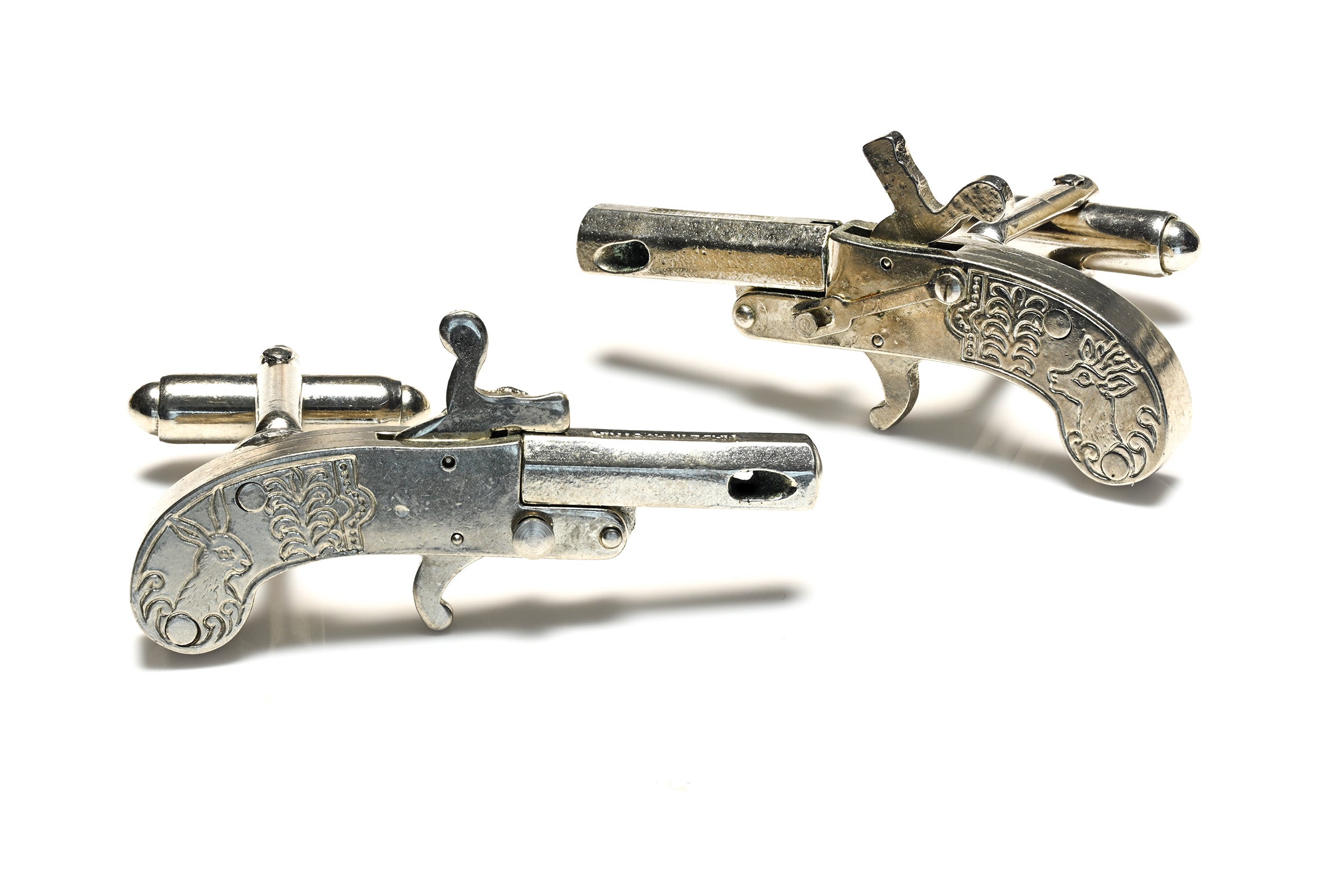 Vintage Mechanical Cap Pistol Metal Cufflinks