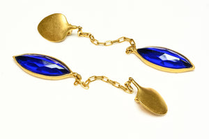 Vintage Robert Lee Morris for Donna Karan Shoulder Duster Blue Earrings
