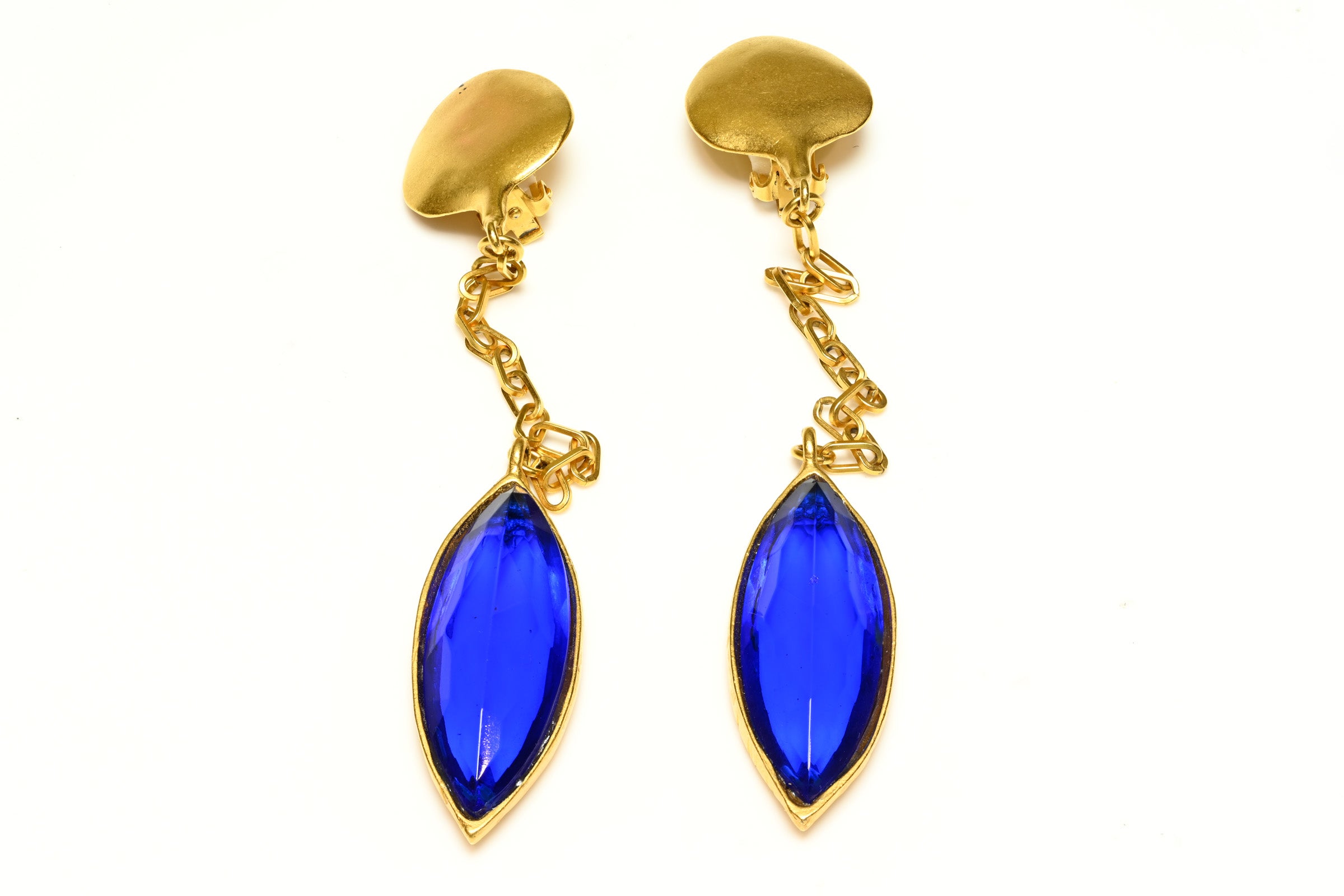 Vintage Robert Lee Morris for Donna Karan Shoulder Duster Blue Earrings 1