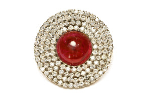 Vintage Roger Jean-Pierre Paris Gripoix Red Glass Crystal Brooch