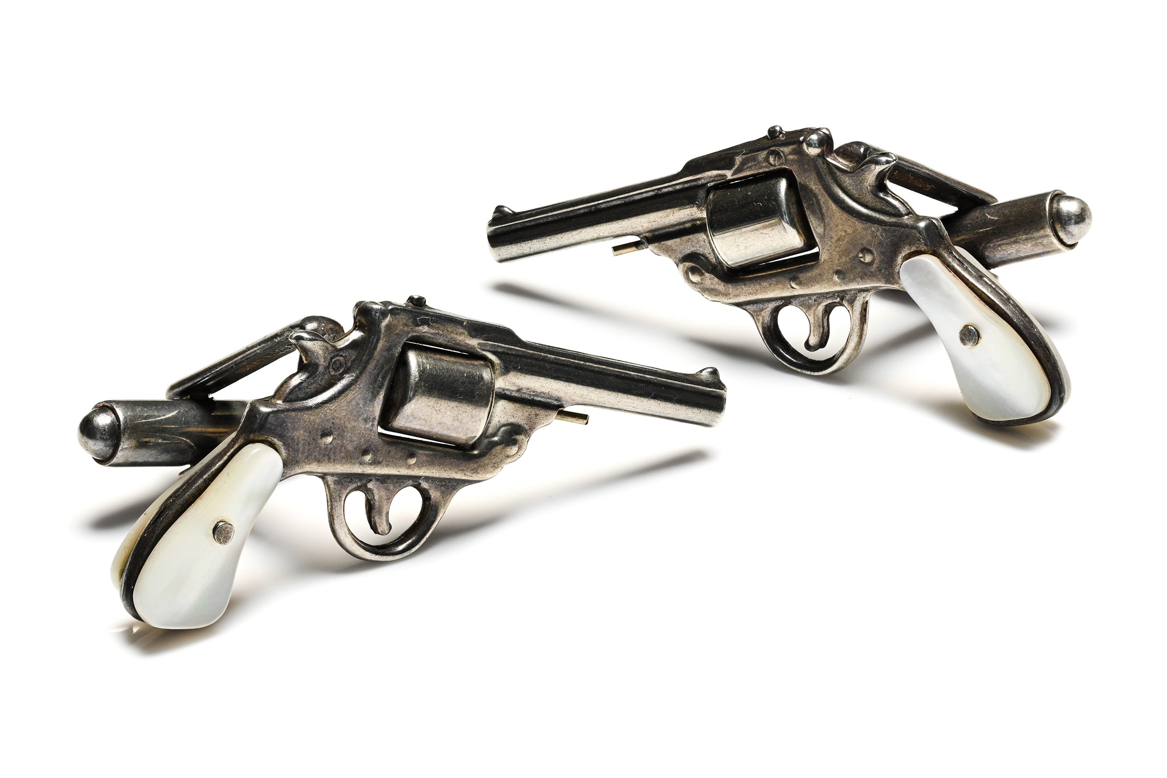 Silver Mother-of-Pearl Pistols Cufflinks