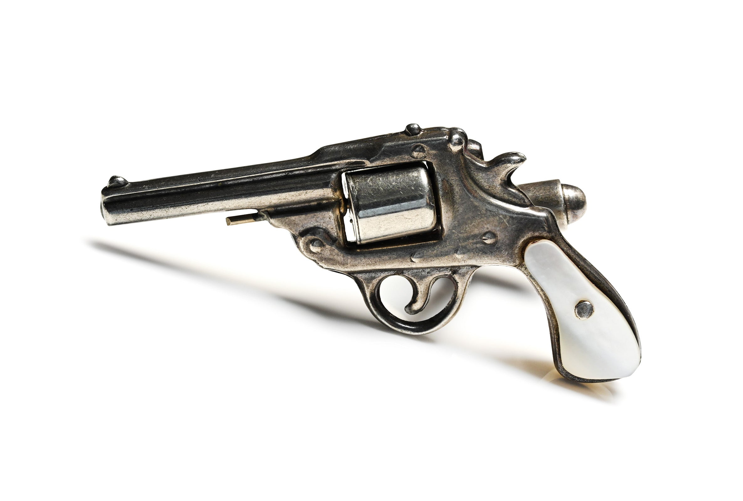 Vintage Silver Mother-of-Pearl Revolver Cufflinks