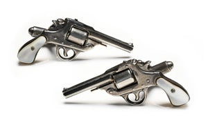 Vintage Silver Mother-of-Pearl Revolver Cufflinks