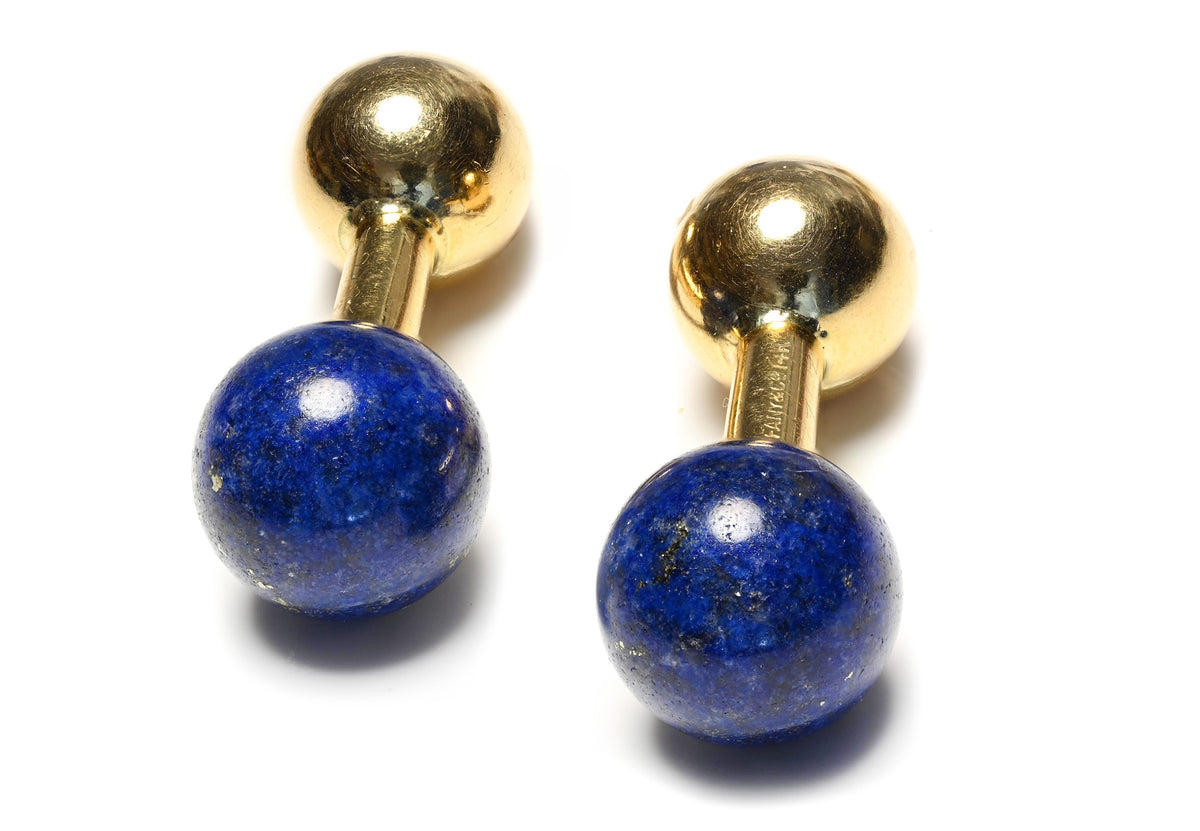 Vintage Tiffany & Co. Lapis Lazuli 14K Gold Ball Cufflinks