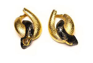 Vintage Trifari Diane Love Shakudo Style Gold Plated Earrings
