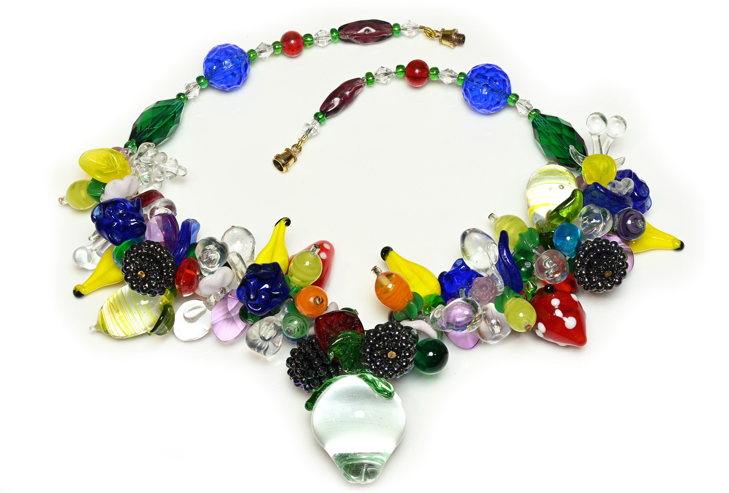 Vintage Tutti Frutti Glass Charm Necklace