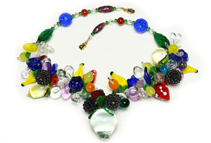 Extraordinary 1940's Tutti Frutti Glass Charm Necklace