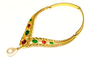 Vintage Valentino Garavani Mughal Style Green Red Necklace
