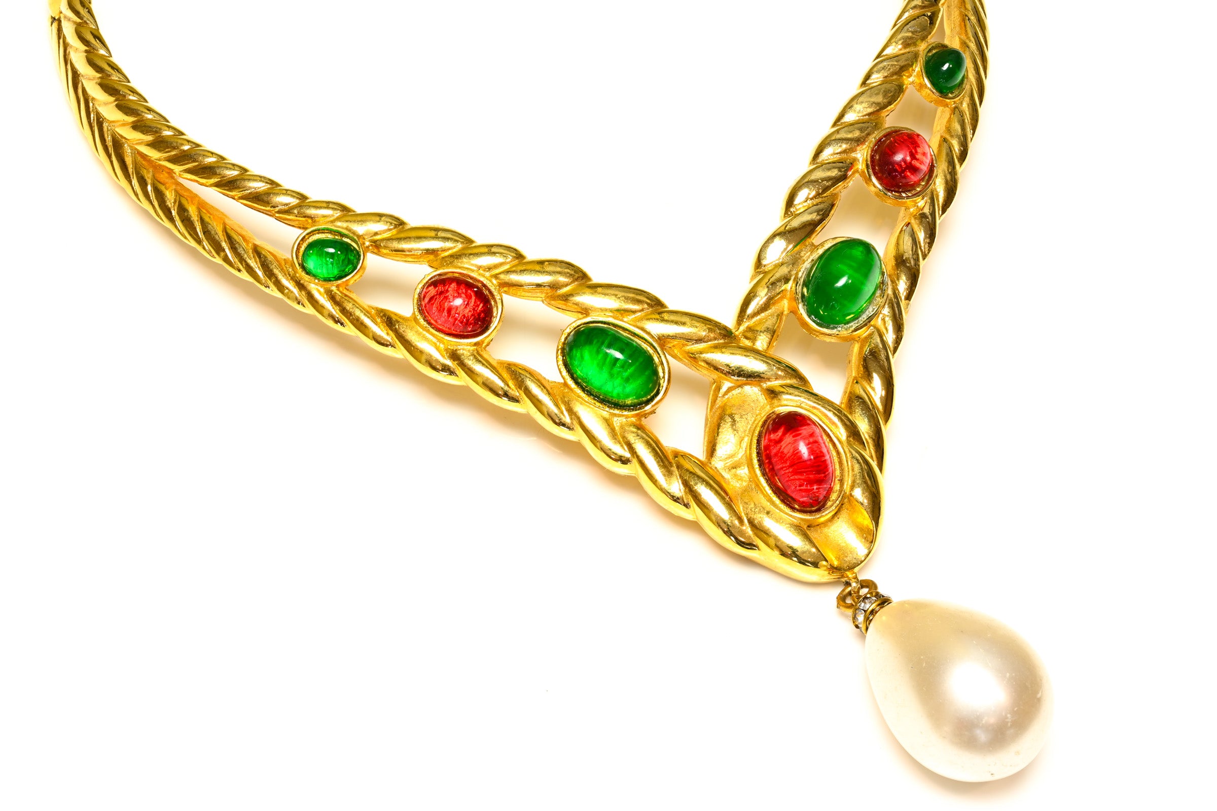 Vintage Valentino Garavani Mughal Style Green Red Necklace 2