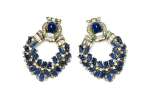 Vintage Weinberg NY Blue Glass Crystal Tutti Frutti Style Earrings
