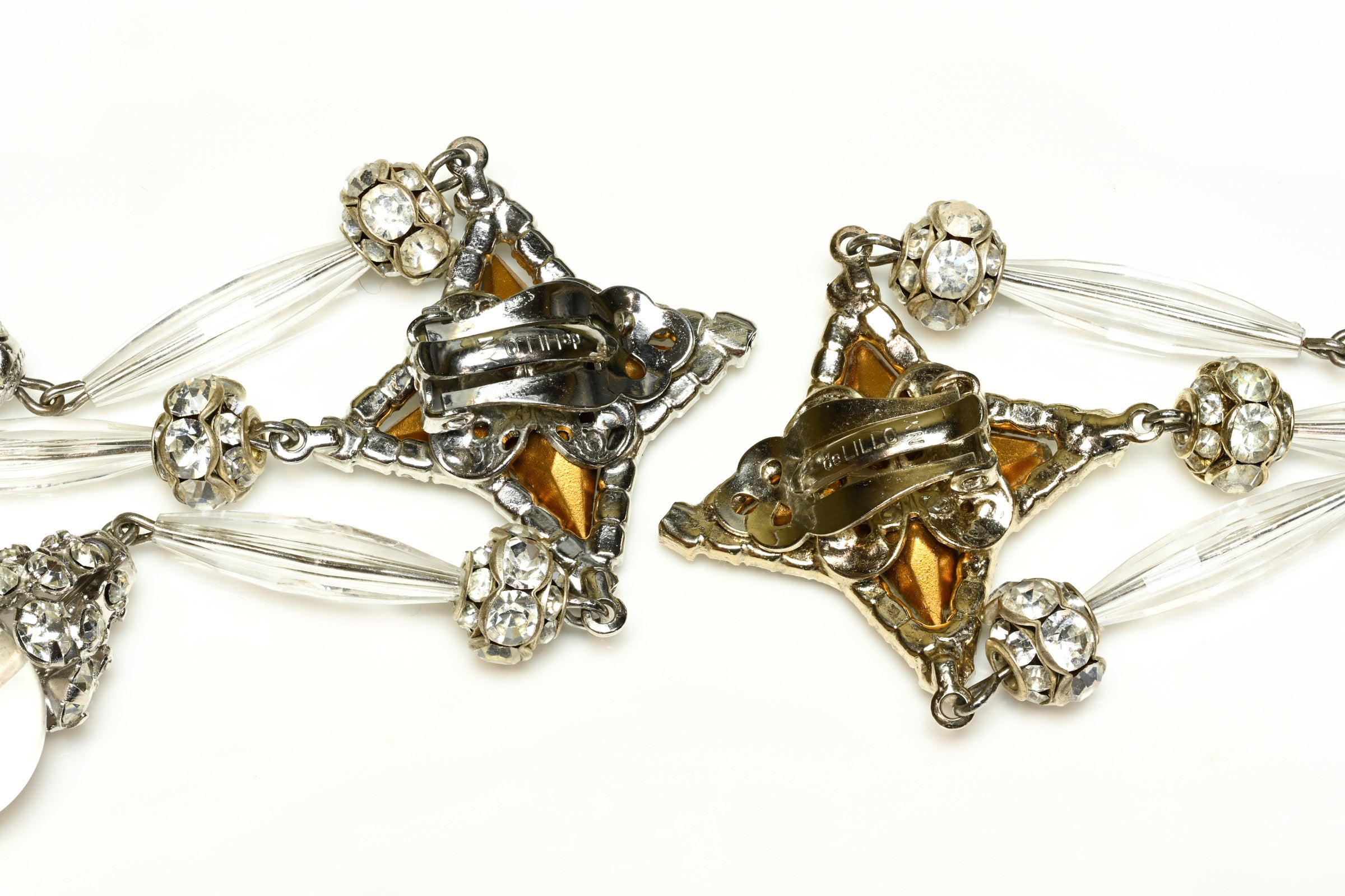 Vintage William DeLillo Star Crystal Long Chandelier Earrings 3