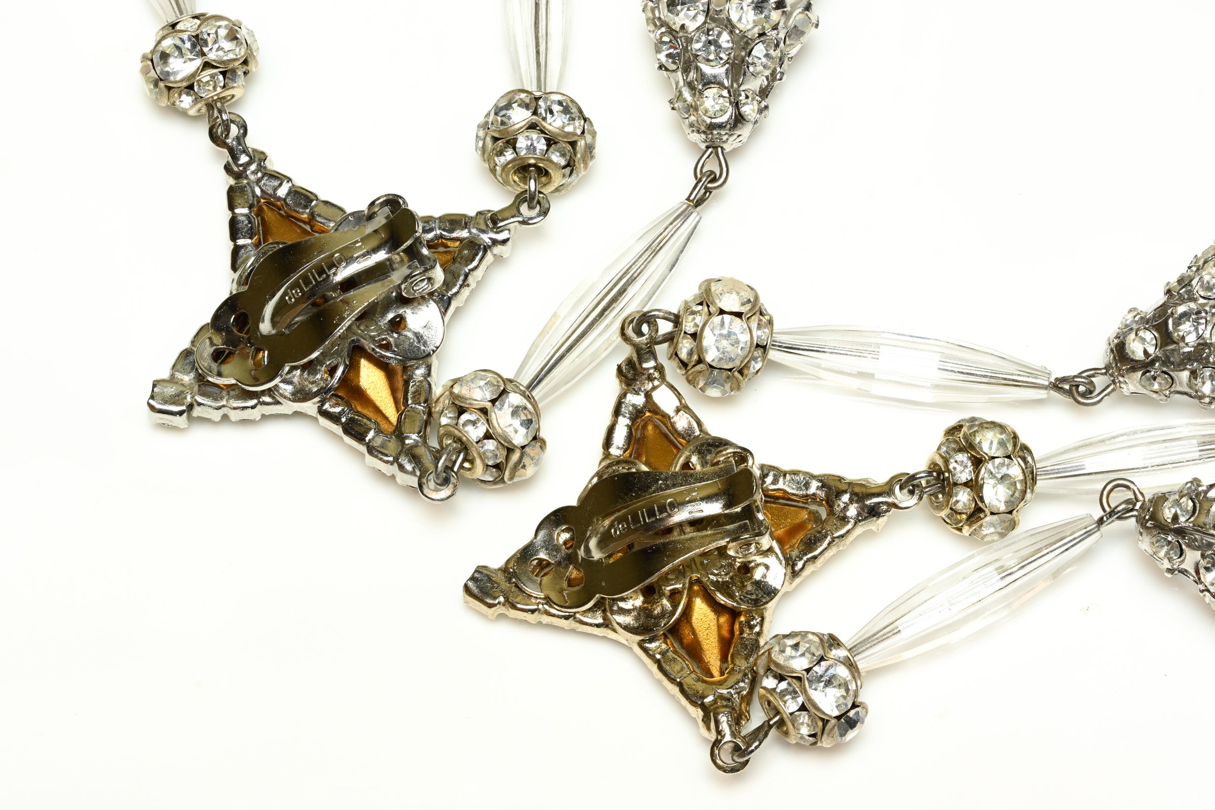 Vintage William DeLillo Star Crystal Long Chandelier Earrings 4
