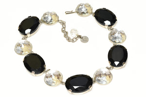 Vintage Yves Saint Laurent Paris Black Crystal Riviere Necklace