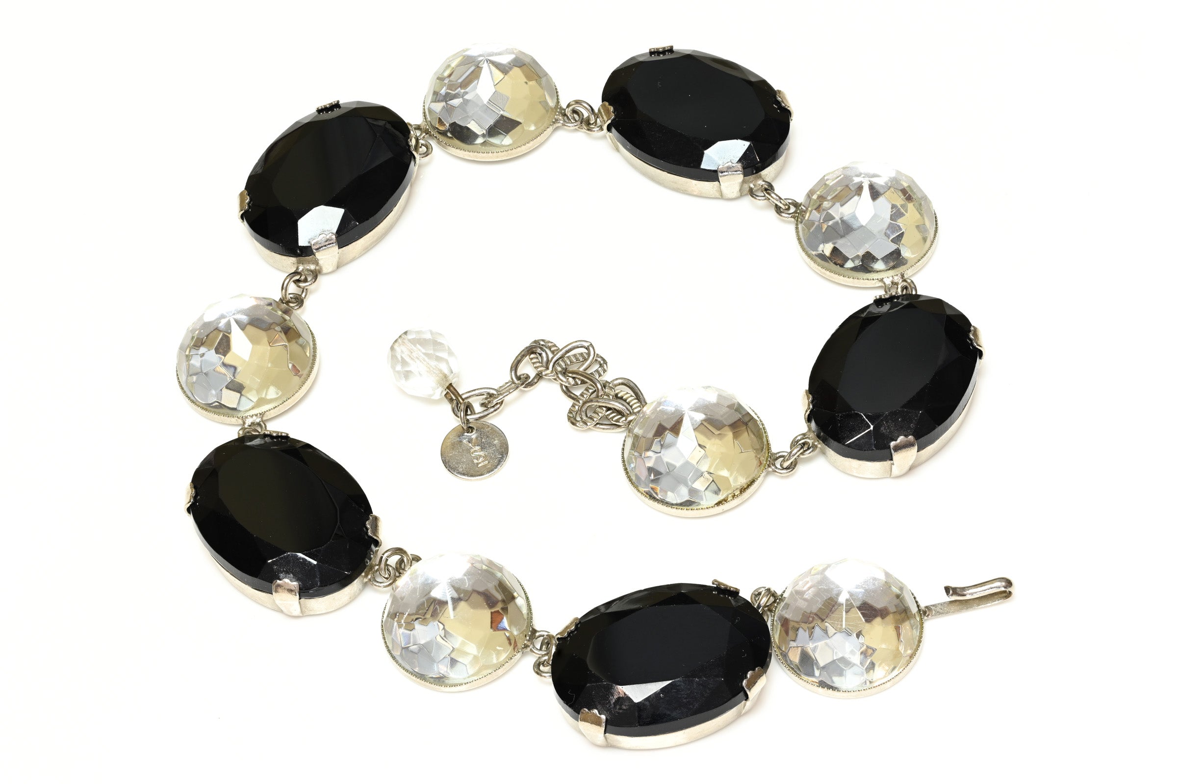 Vintage Yves Saint Laurent Black Crystal Riviere Necklace 1