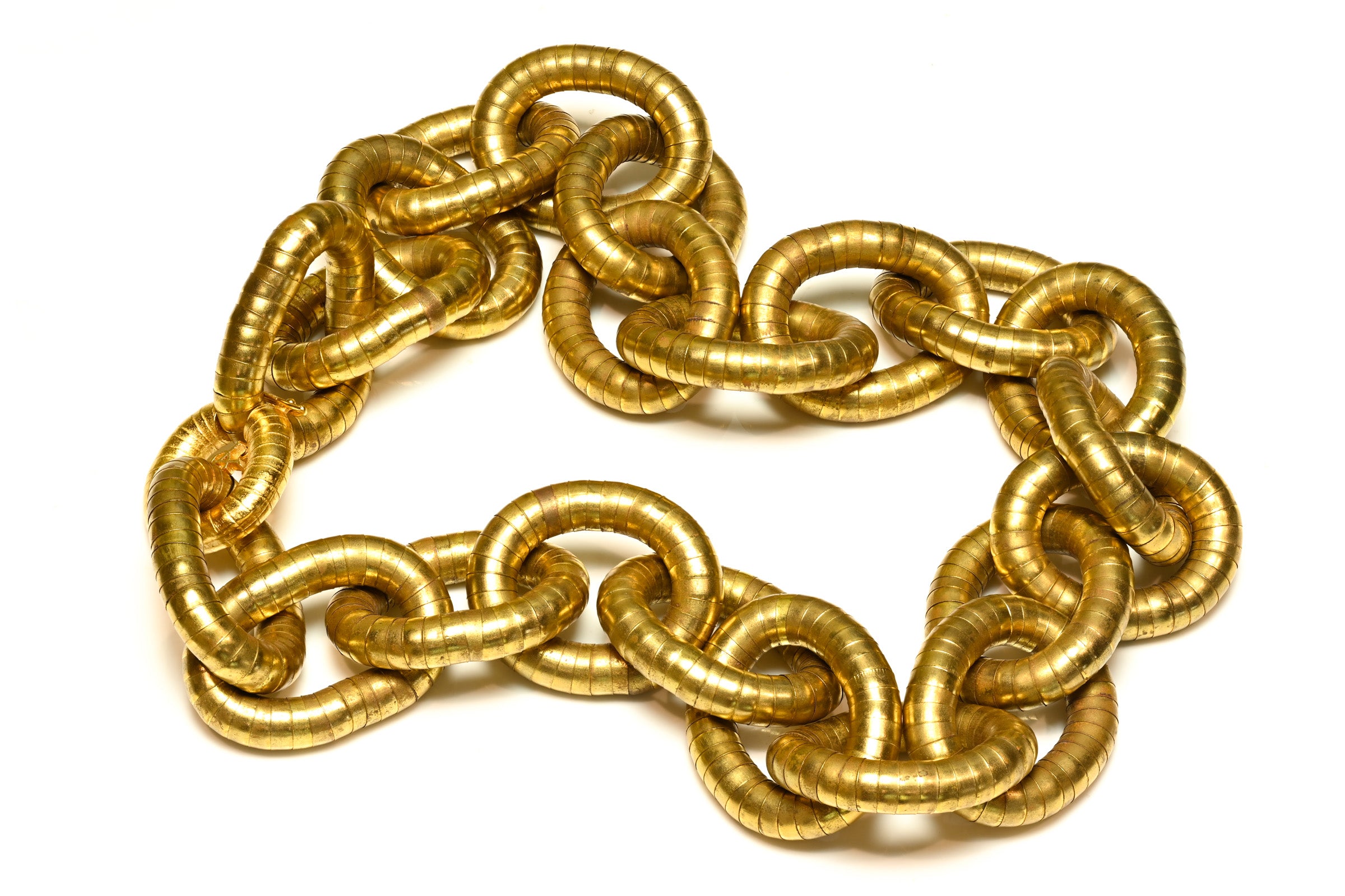 Vintage Yves Saint Laurent Gold Plated Logo Large Link Necklace 5