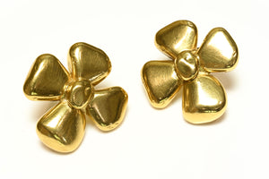 Vintage Yves Saint Laurent Goossens Gold Plated Cross Earrings