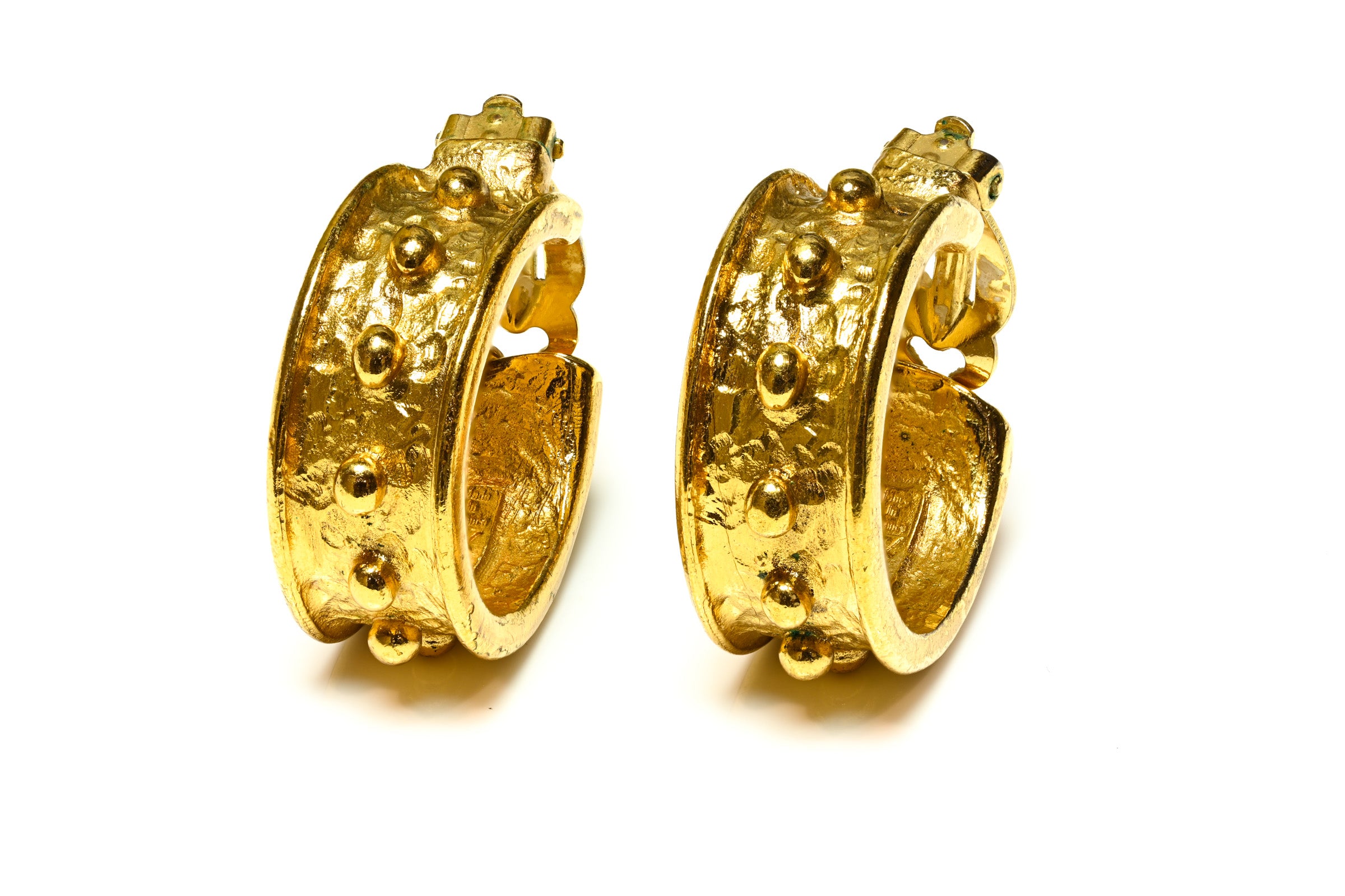 Vintage Yves Saint Laurent Goossens Gold Plated Hoop Earrings