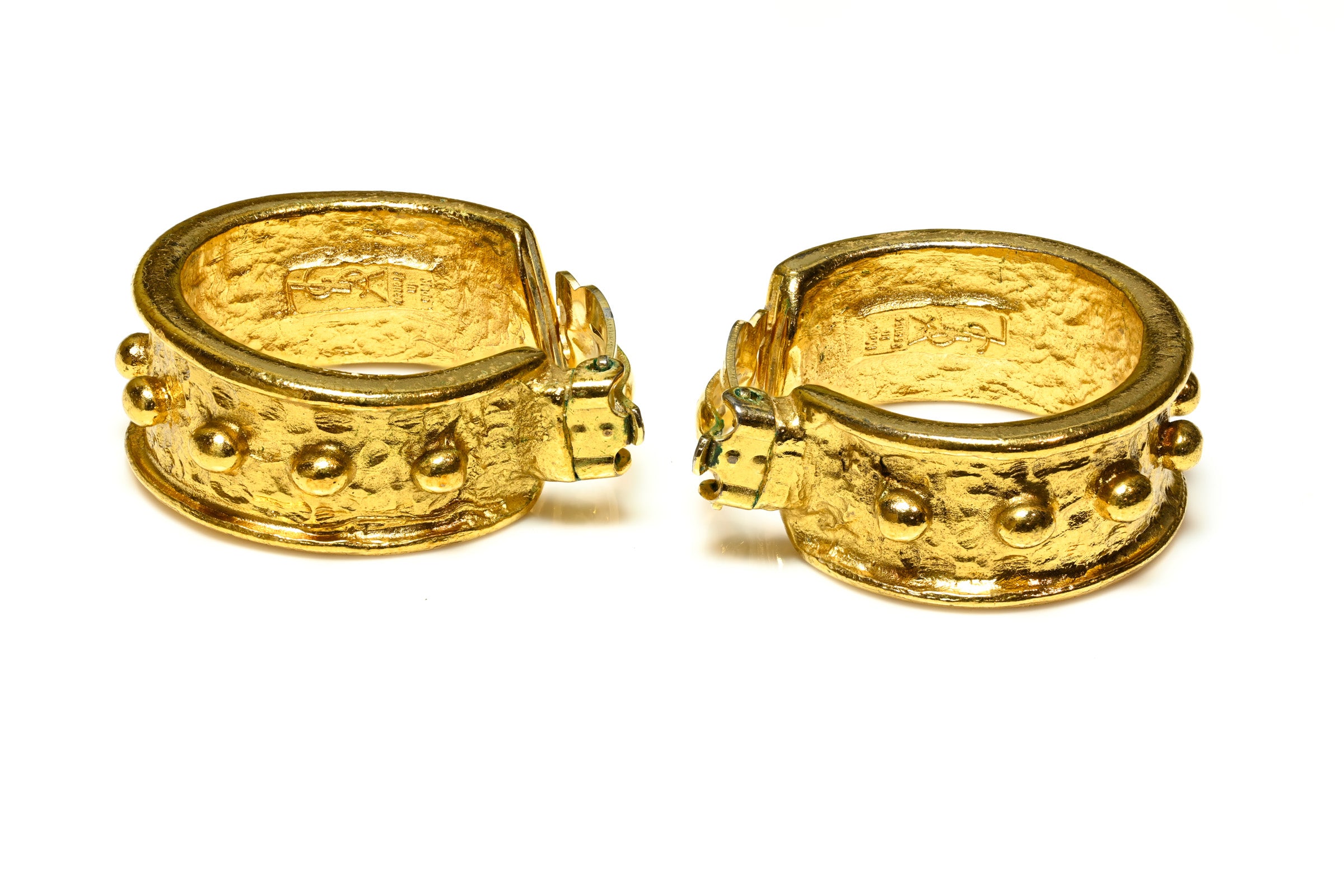 Vintage Yves Saint Laurent Goossens Gold Plated Hoop Earrings 1