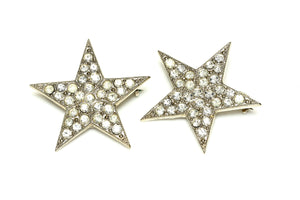 Vintage Yves Saint Laurent Paris Crystal Star Pair of Brooches