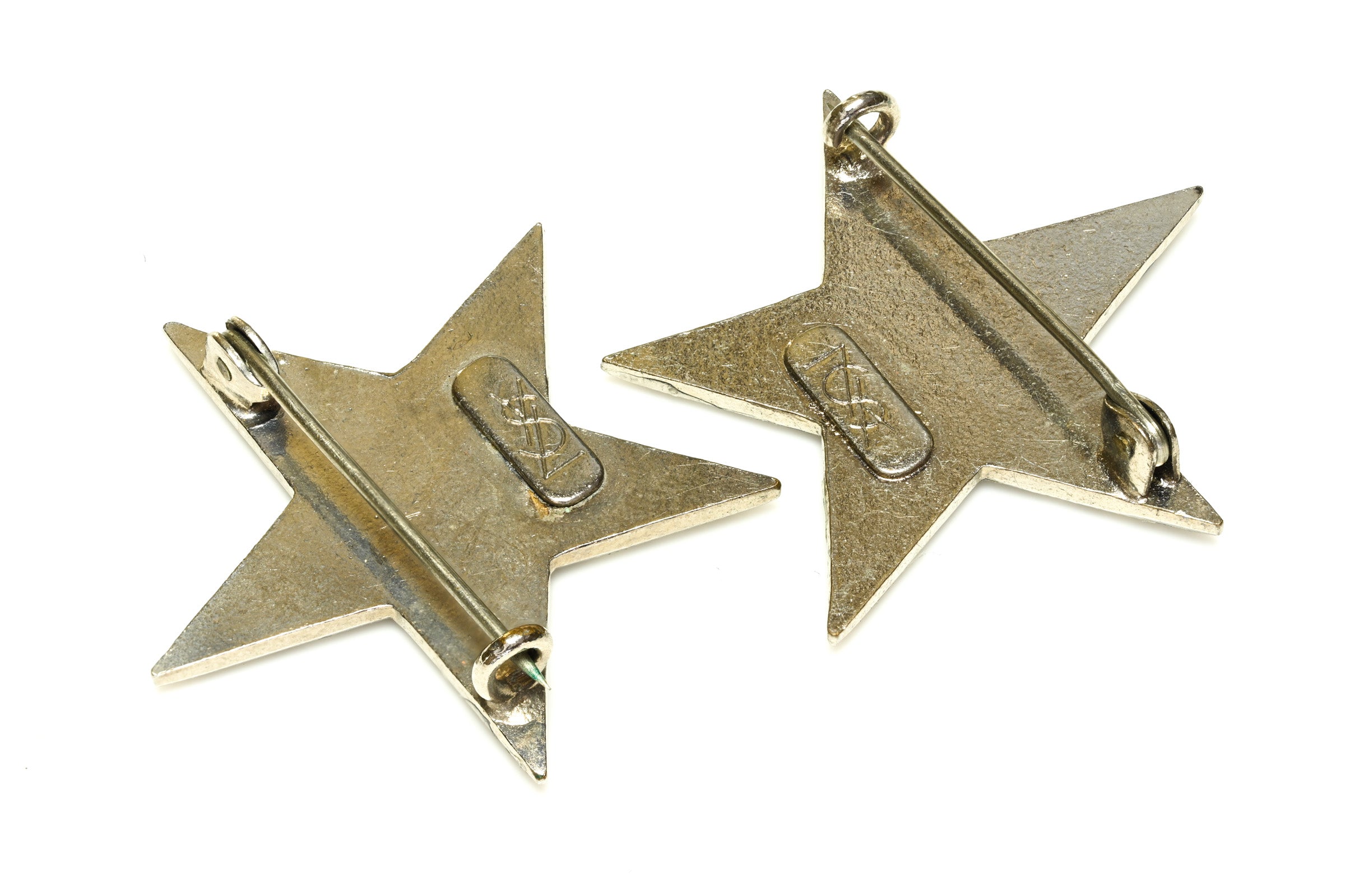 Vintage Yves Saint Laurent Paris Crystal Star Pair of Brooches 2