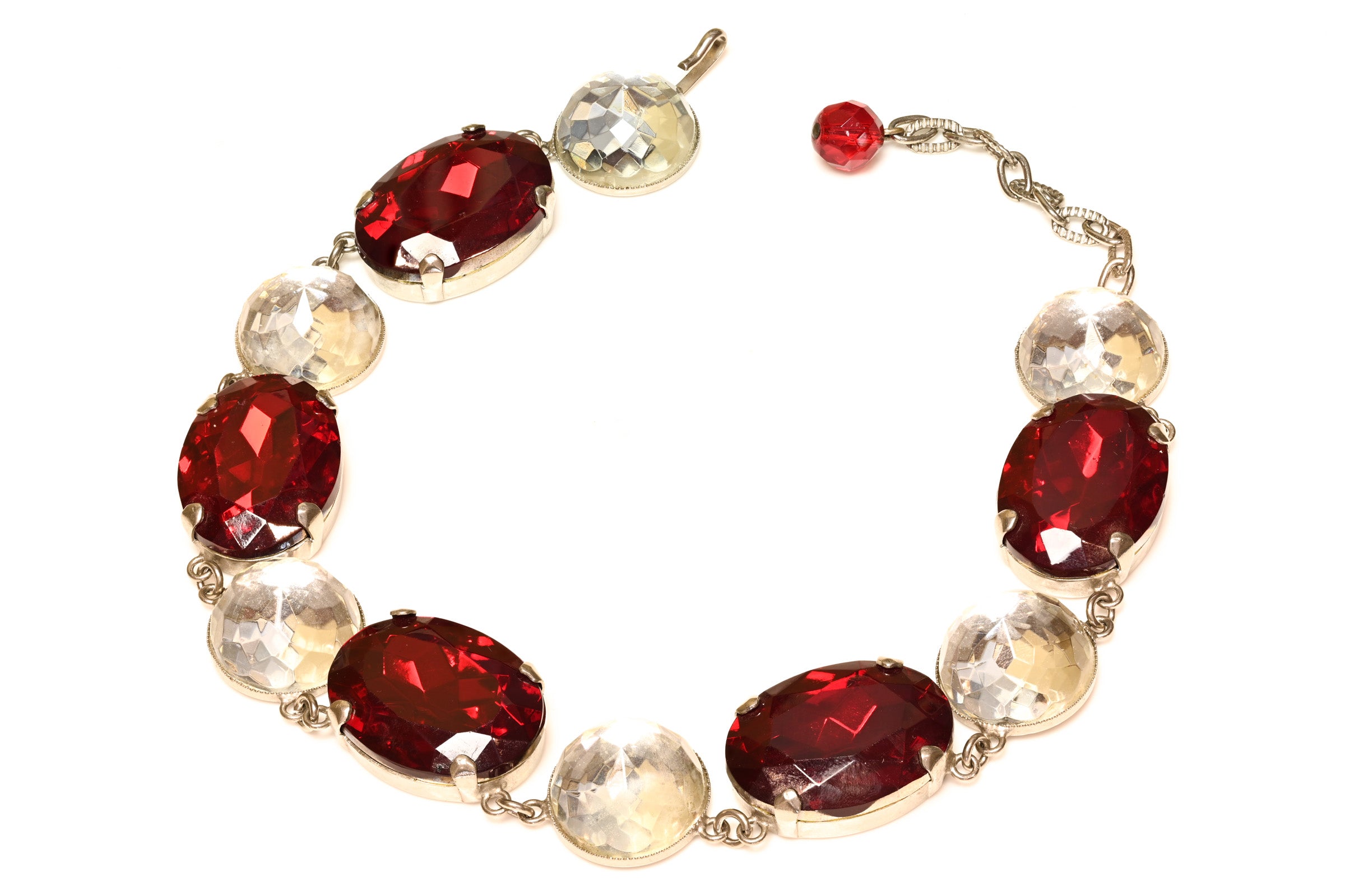 Vintage Yves Saint Laurent Paris Red Crystal Riviere Necklace