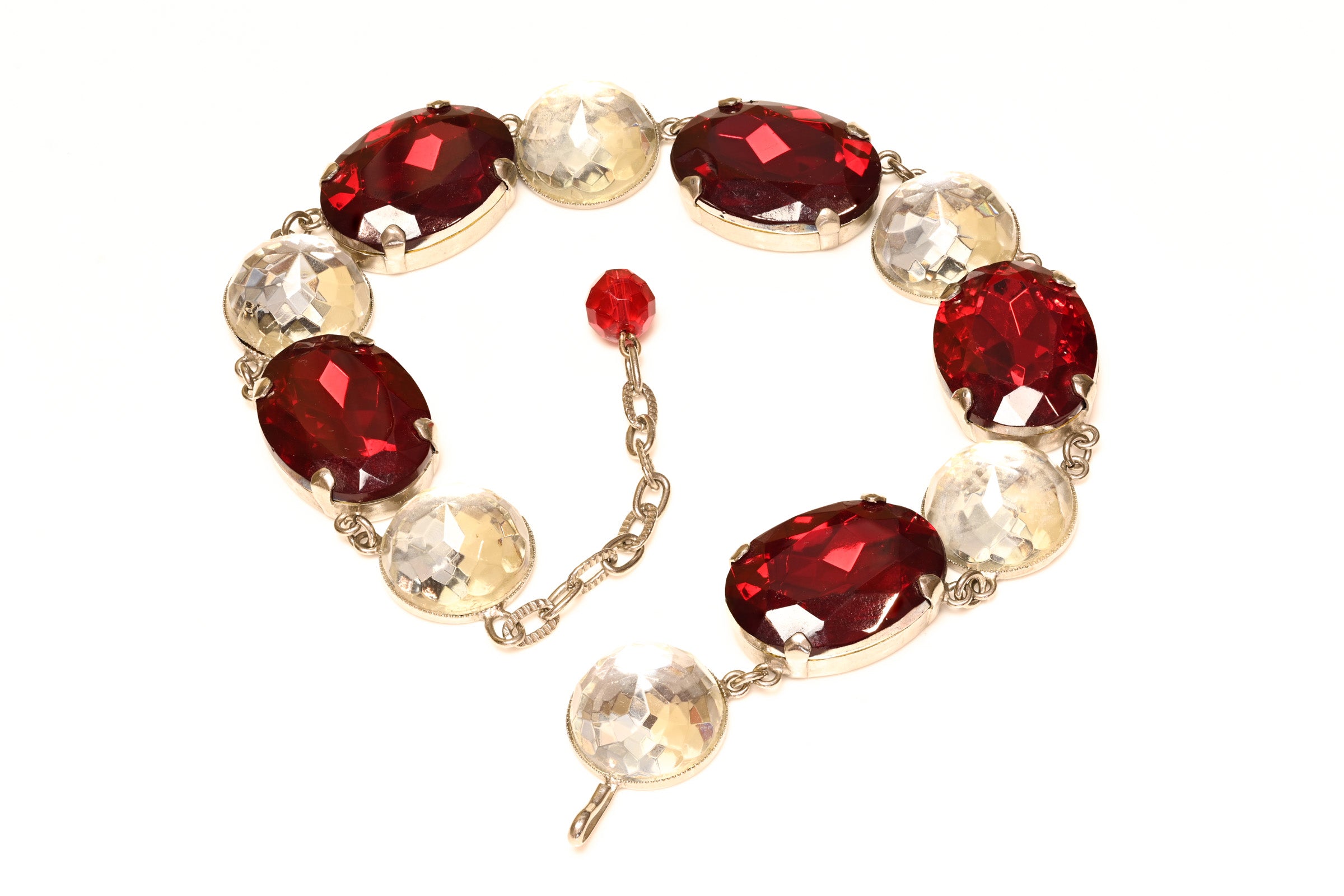Vintage Yves Saint Laurent Paris Red Crystal Riviere Necklace 2