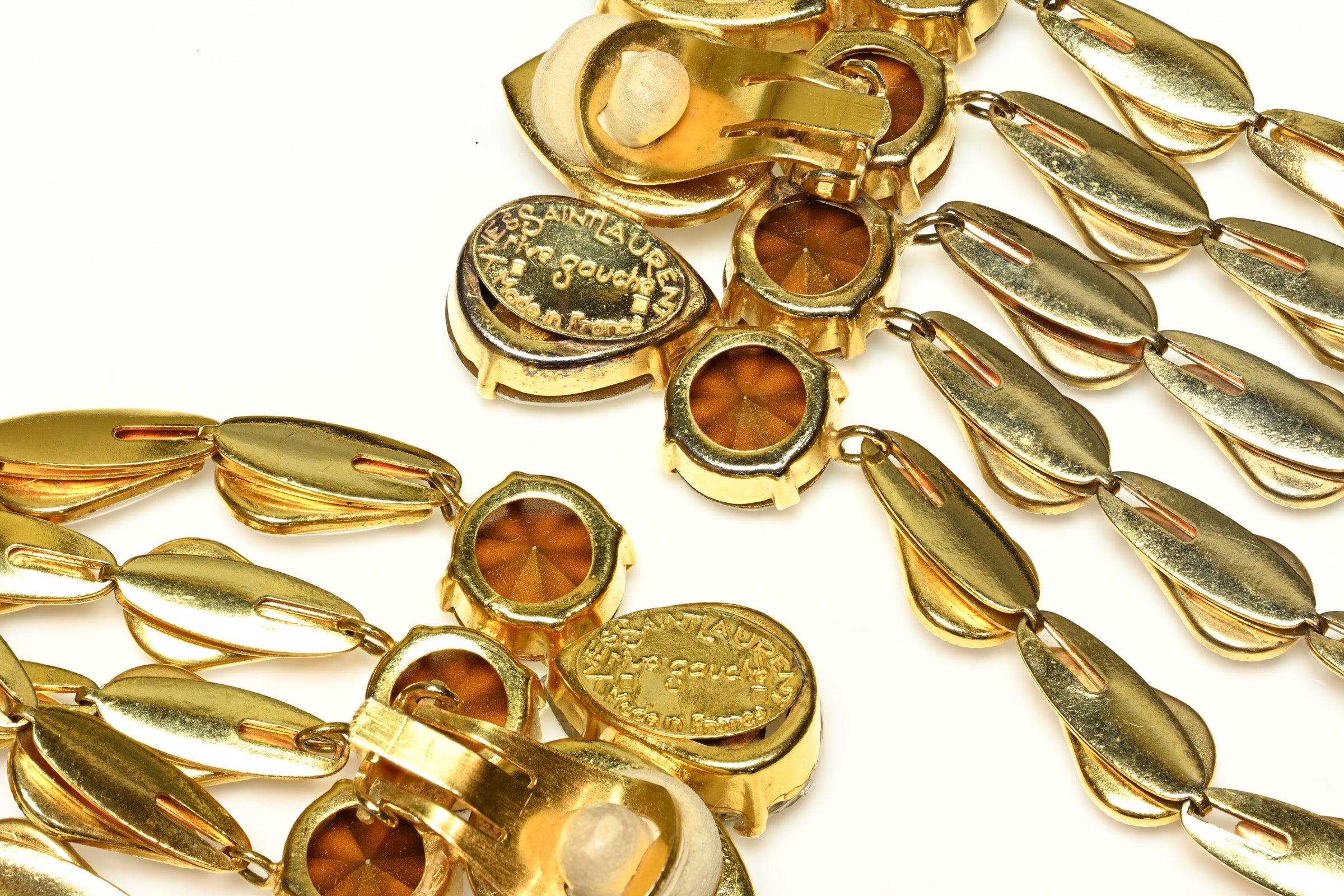 Vintage Yves Saint Laurent Rive Gauche Large Crystal Drop Waterfall Earrings 3