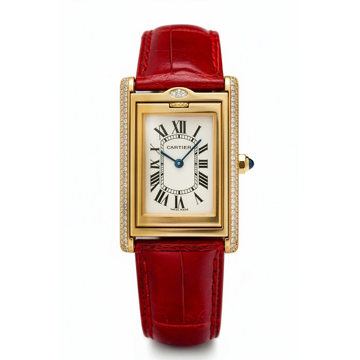 Cartier Tank Basculante 18K Gold Diamond Watch 2506 display picture 1
