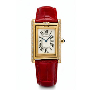 Cartier Tank Basculante 18K Gold Diamond Watch 2506
