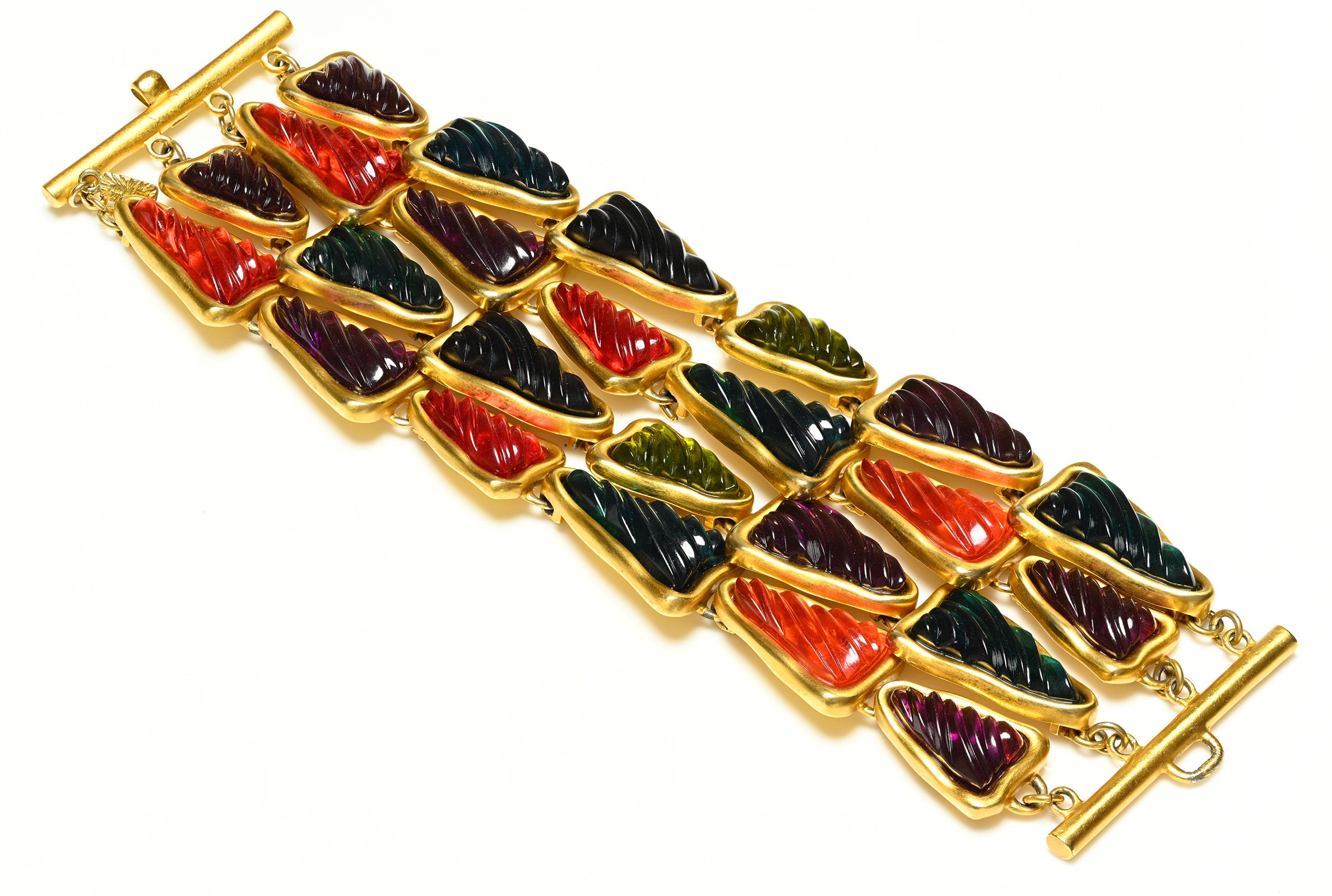  Yves Saint Laurent Wide Glass Chain Bracelet