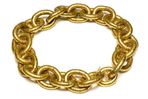 Vintage Yves Saint Laurent Goossens Gold Plated Logo Large Link Necklace
