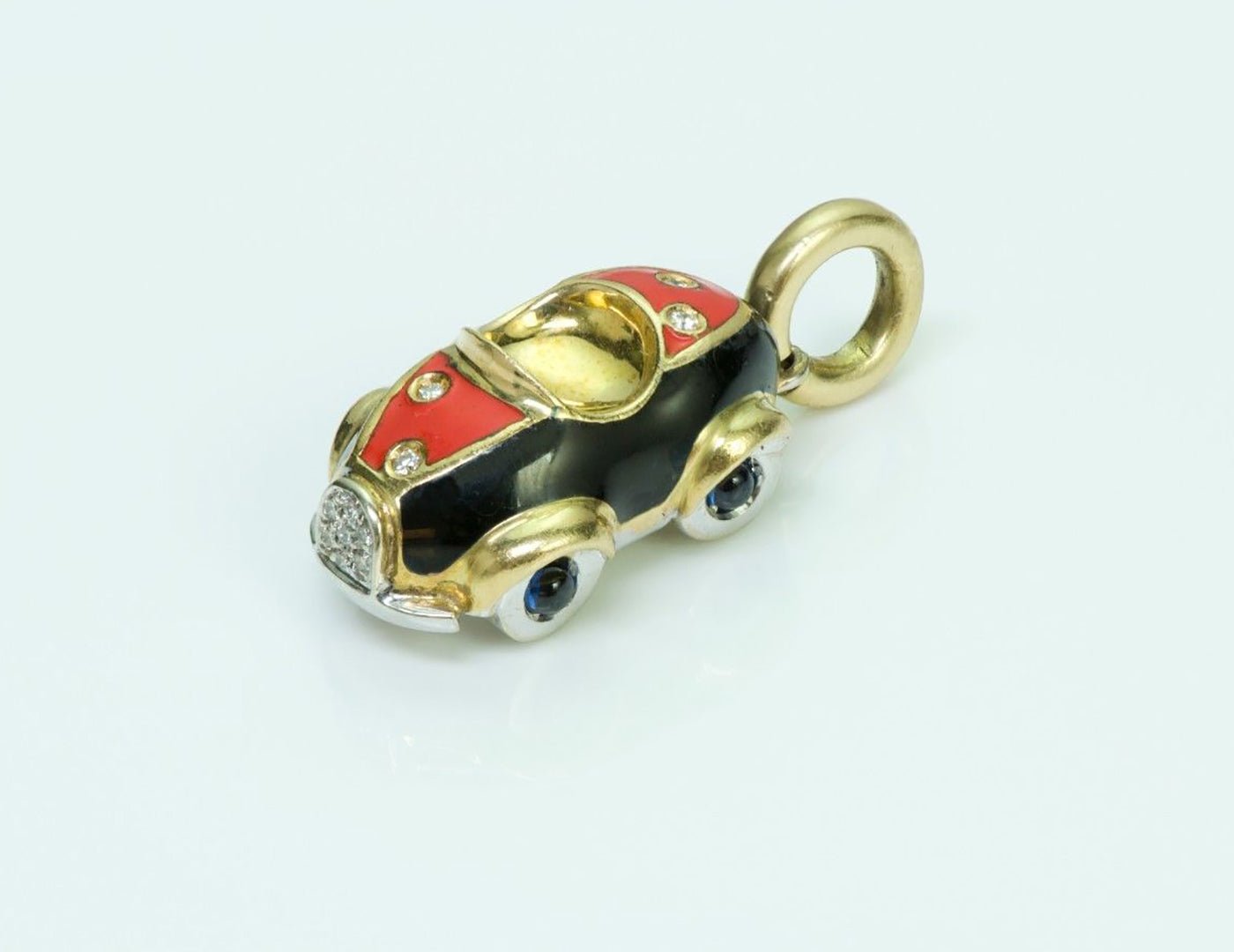 Aaron Basha 18K Gold Diamond Sapphire Car Charm - DSF Antique Jewelry