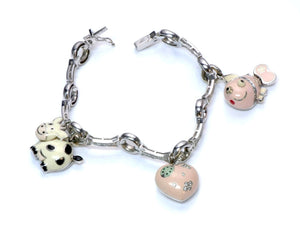 Aaron Basha Gold Diamond Charm Bracelet
