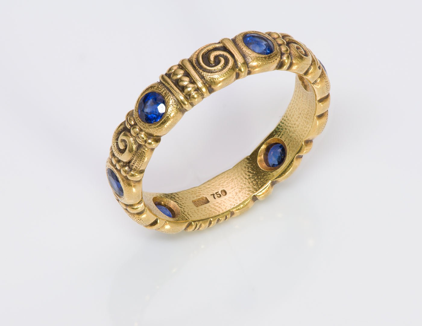 Alex Sepkus 18K Gold Sapphire Nautilus Band Ring - DSF Antique Jewelry