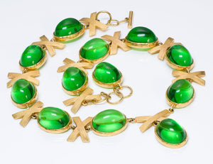 Alexis Kirk 1980’s Gold Tone Green Lucite Bow Belt