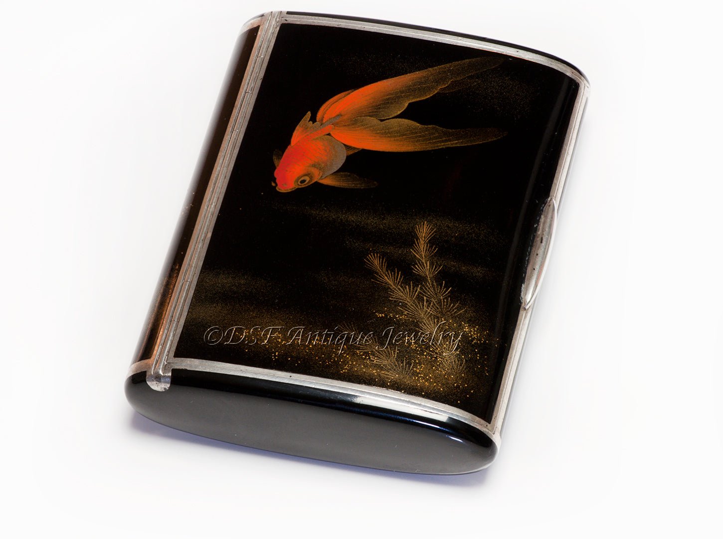 Alfred Dunhill Namiki Lacquer Sterling Silver Goldfish Cigarette Case - DSF Antique Jewelry