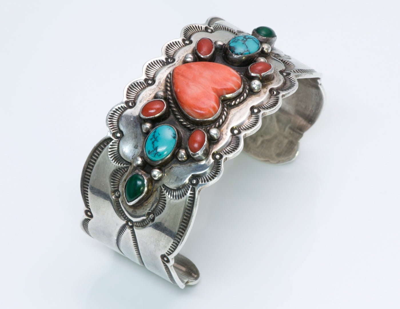 American Indian Coral Cuff Bracelet - DSF Antique Jewelry