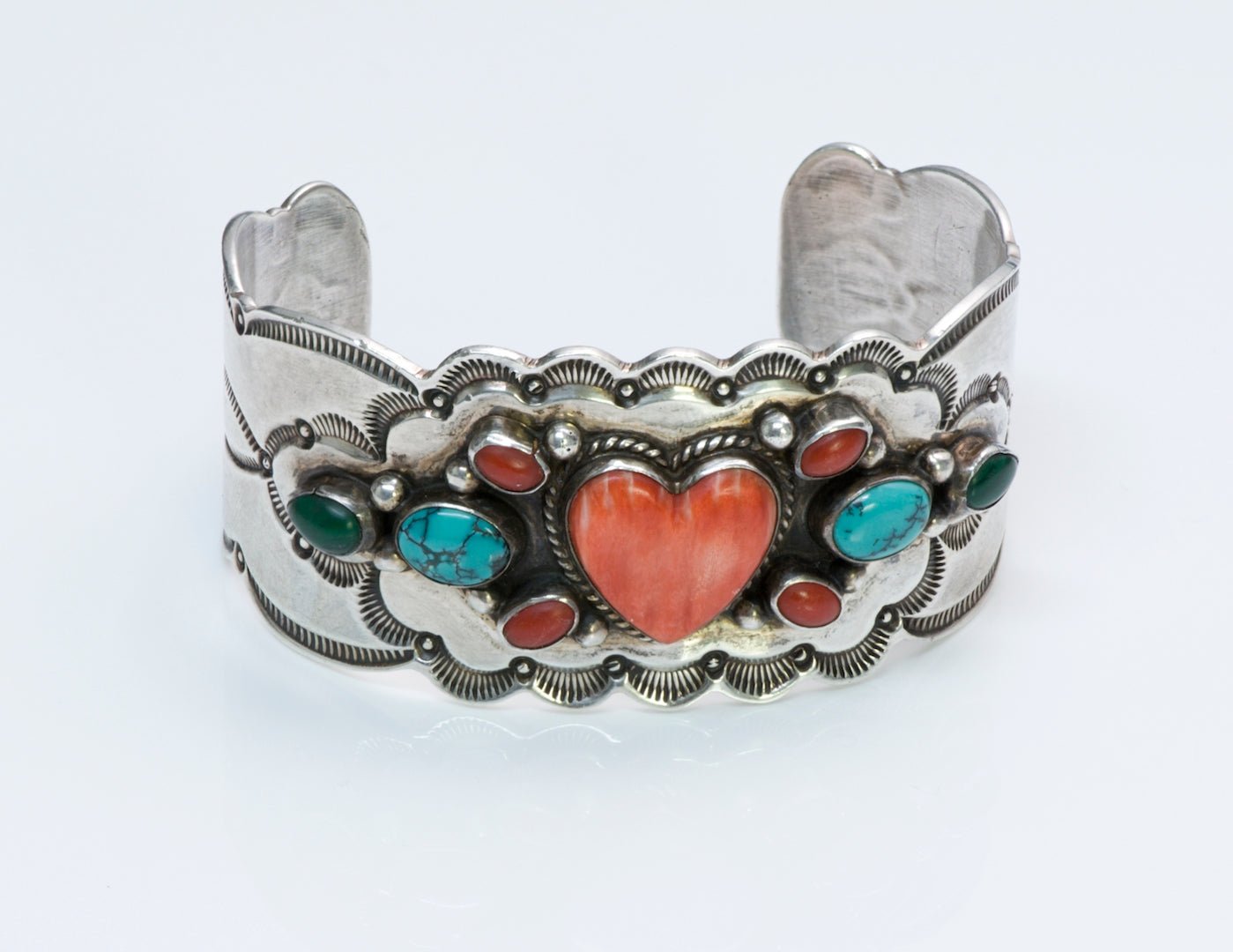 American Indian Coral Cuff Bracelet - DSF Antique Jewelry