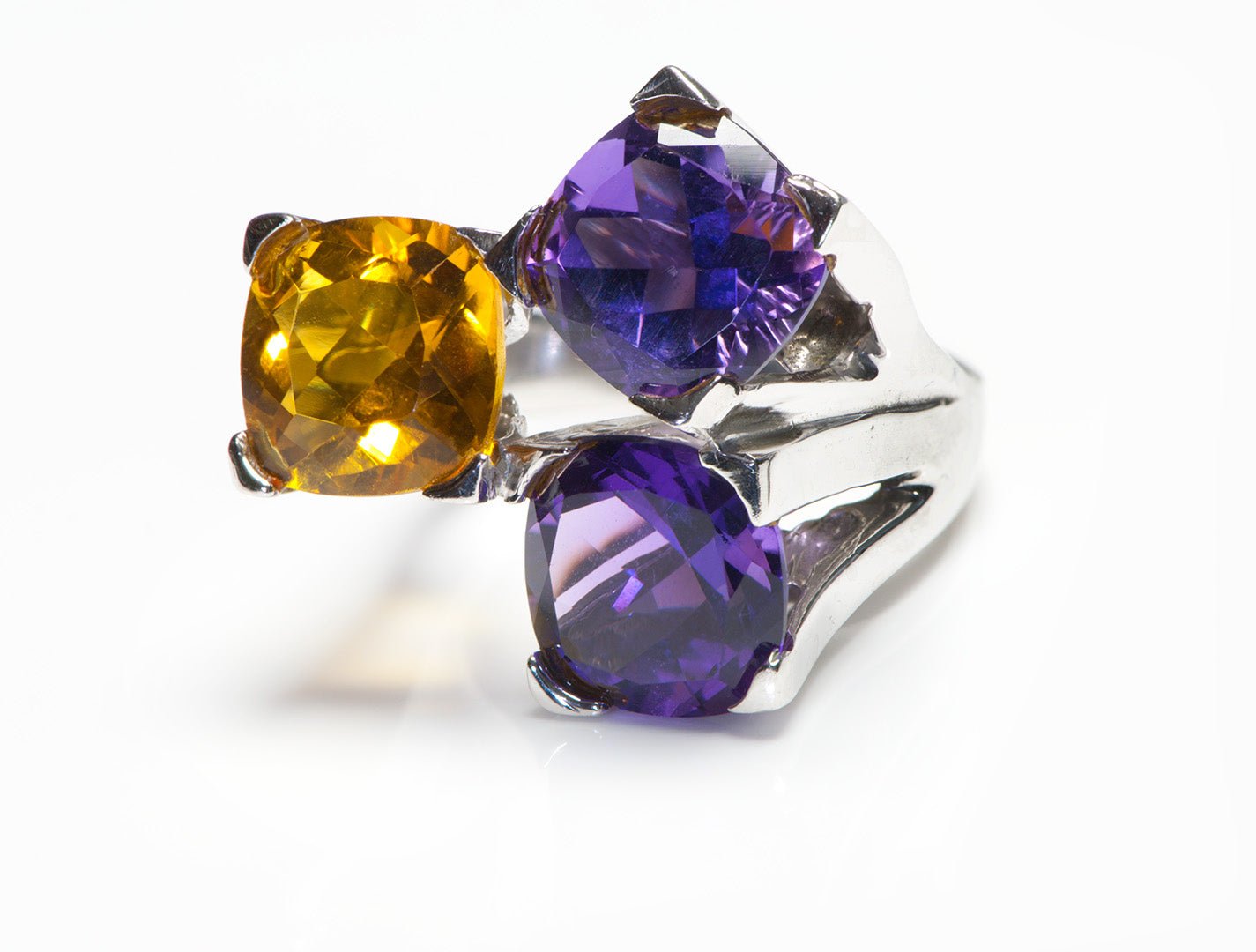 Amethyst Citrine White Gold Ring - DSF Antique Jewelry